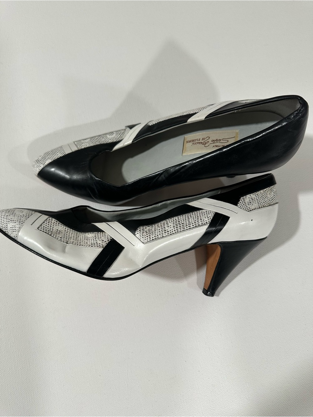 RARE Vintage Sesto Meucci Florence Leather Geometric Pumps Heels Size 8.5 M